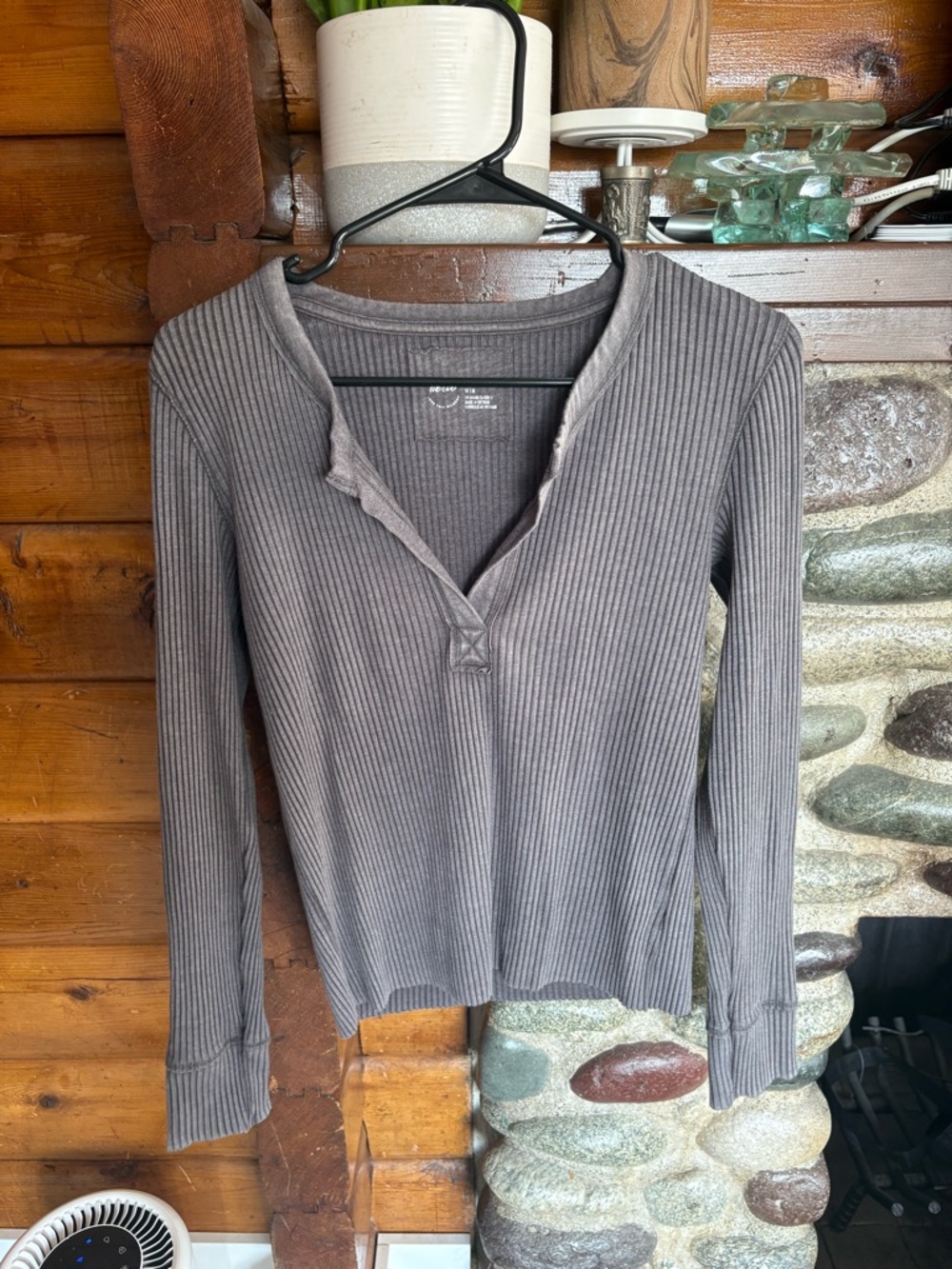 Aerie "Love This Moment" Grey Ribbed Long Sleeve Top - Women’s Size Medium - Picture 2 of 6